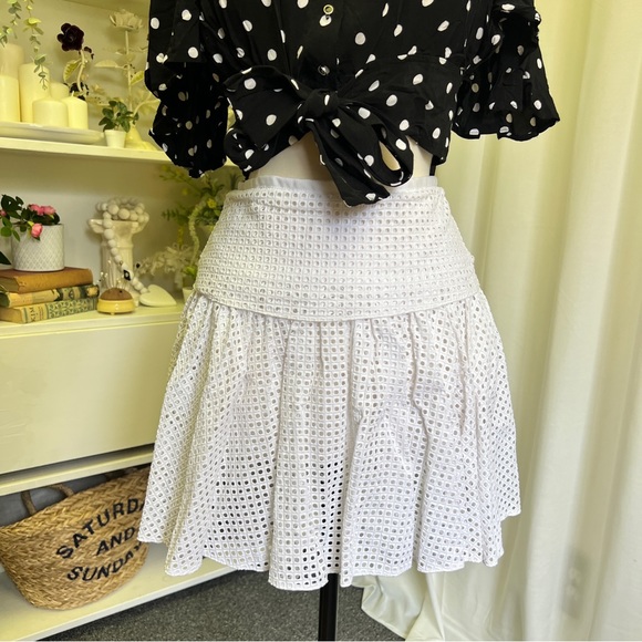 rag & bone Dresses & Skirts - Rag & Bone White Lakewood Perforated Cotton Mini Skirt